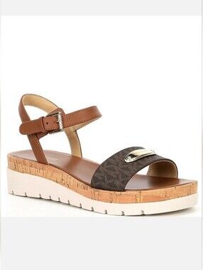 MICHAEL KORS Darcy Flatform Sandals Monogram Logo Size 6.5 / 37.5